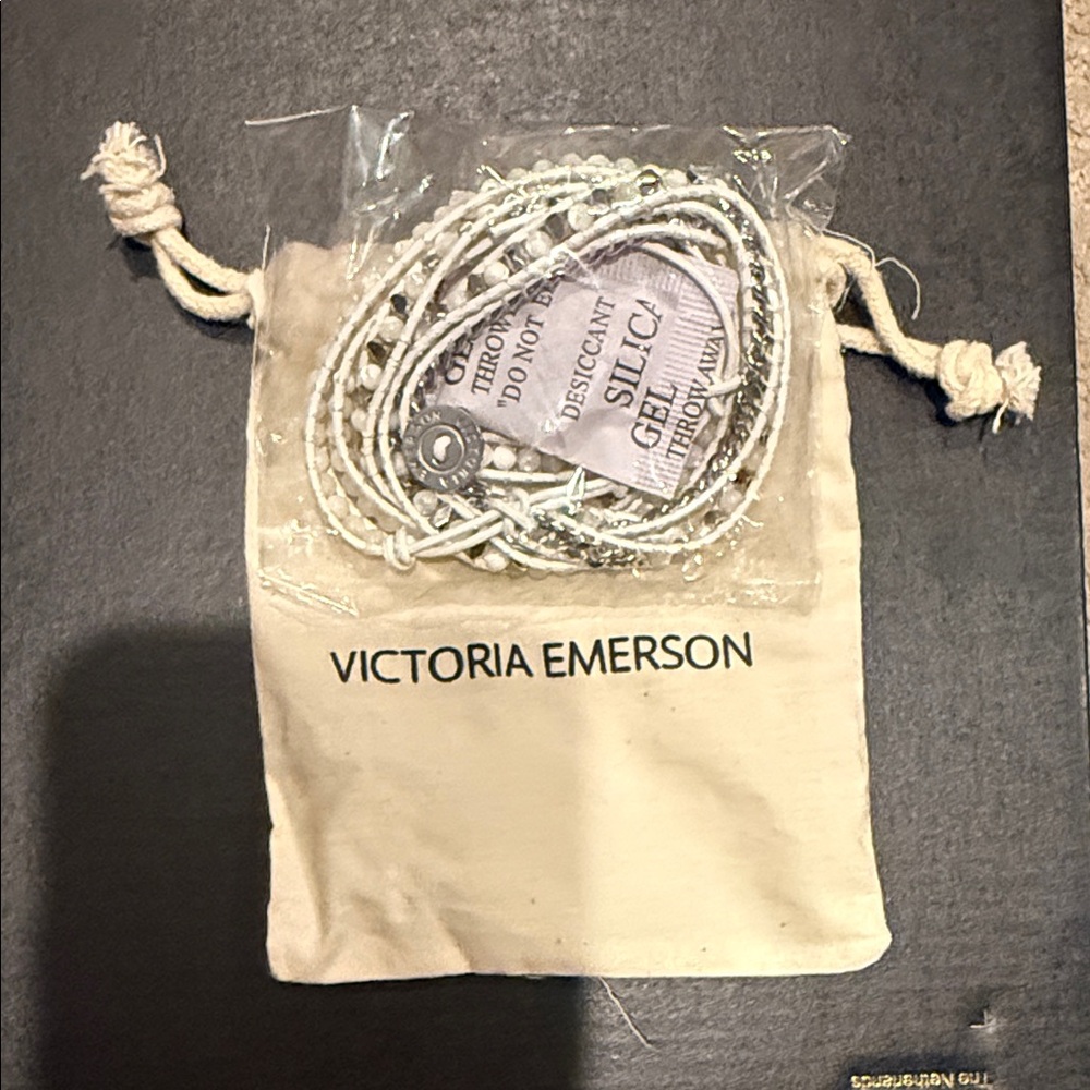 Victoria Emerson White and Silver Wrap Bracelet